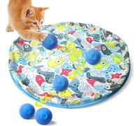 Zelikovitz Interactive Cat Toys, Fast Bouncing & Rolling Ball in Play Mat, Automatic Motion Activated Moving Ball Hide and Seek Game for Indoor Exercise Kicker, 27.5 Inch Play Mat