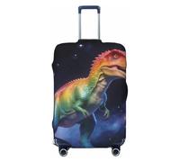 Zelinge Cartoon Elastic Luggage Cover Travel Suitcase Cover Protector Anti Scratch Covers, Cute Rainbow Dino Pastel, for 22-24 Inch Luggages M