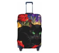 Zelinge Cartoon Elastic Suitcase Cover Protector Scratch-Resistant Covers, Black Cat Roses Irish, for 25-28 Inch Luggages L