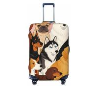 Zelinge Cartoon Elastic Suitcase Cover Protector Scratch-Resistant Covers, Cartoon Dog Breeds Group, for 25-28 Inch Luggages L