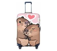 Zelinge Colorful Elastic Luggage Cover Elastic Suitcase Cover Protector Scratch-Resistant Covers, Cute Capybara Lovers Floral, for 18-21 Inch Luggages S