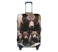 Zelinge Colorful Luggage Covers For Suitcase Travel Suitcase Cover Protector Scratch-Resistant Covers, Brown Bear Family, for 25-28 Inch Luggages L