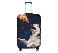 Zelinge Colorful Washable Luggage Cover Travel Suitcase Protector Scratch-Resistant Covers, Dog And Pizza Space, for 22-24 Inch Luggages M