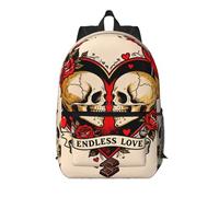 Zelinge Cute Design Carry On Backpack Casual Daypack For 13-Inch Laptop Hiking Backpacks, Skull Lovers Rose Endless Love, One Size, Travel Backpacks