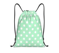 Zelinge Cute Drawstring Backpack Sackpack Gym Sport Sack Dance Yoga Bag, Fresh Polka Dot Pattern Mint, 16.5 x 19.6 inch, Daypack Backpacks