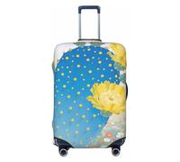 Zelinge Cute Elastic Luggage Cover Elastic Suitcase Cover Protector Scratch-Resistant Covers, Blue Cactus Yellow Flower, for 29-32 Inch Luggages XL