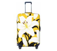 Zelinge Cute Elastic Luggage Cover Travel Suitcase Cover Protector Scratch-Resistant Covers, Liliesfloral Yellow, for 22-24 Inch Luggages M
