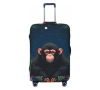 Zelinge Cute Elastic Luggage Cover Travel Suitcase Cover Protector Scratch-Resistant Covers, Monkey Colorful Floral, for 22-24 Inch Luggages M
