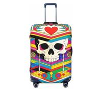 Zelinge Cute Funny Washable Luggage Cover Elastic Suitcase Cover Protector Scratch-Resistant Covers, Abstract Skull Heart Dark, for 22-24 Inch Luggages M
