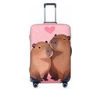 Zelinge Cute Funny Washable Luggage Cover Elastic Suitcase Cover Protector Scratch-Resistant Covers, Charming Capybara Couple, for 18-21 Inch Luggages S