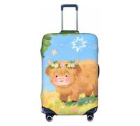 Zelinge Cute Luggage Covers For Suitcase Elastic Suitcase Cover Protector Scratch-Resistant Covers, Highland Cow Field, for 25-28 Inch Luggages L