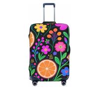 Zelinge Cute Luggage Covers For Suitcase Elastic Suitcase Cover Protector Scratch-Resistant Covers, Orange And Neon Plants, for 22-24 Inch Luggages M