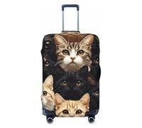 Zelinge Cute Washable Luggage Cover Travel Suitcase Protector Scratch-Resistant Covers, Black Orange Cats, for 25-28 Inch Luggages L
