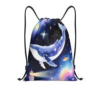 Zelinge Drawstring Backpack Bags Gym Sack, Galaxy Whale Pastel, S (14 x | String Bag For Yoga Dance Travel