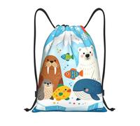Zelinge Drawstring Backpack Sackpack Sport Gym Sack, Arctic Animals, M | Drawstring Bag For Sport Camp Travel Dance