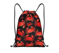Zelinge Drawstring Backpack Sackpack Sport Gym Sack Dance Yoga Bag, Red Crabs Dark, 14 x 16.9 inch, Daypack Backpacks