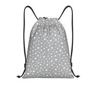 Zelinge Drawstring Backpack Sackpack Sport Gym Sack Swim Bag For Beach, Minimalist Star Pattern Gray, 14 x 16.9 inch, Daypack Backpacks
