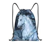 Zelinge Drawstring Backpack Sackpack Sport Gym Sackpack Dance Yoga Bag, Unicorns Fantasy Blue, 16.5 x 19.6 inch, Daypack Backpacks