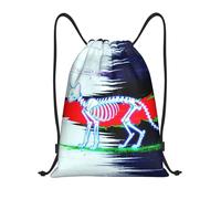 Zelinge Drawstring Backpack Sackpack Sport Gym Sackpack Drawstring Bag For Sport Camp Travel Dance, Blue Cat Skeleton, 14 x 16.9 inch, Daypack Backpacks