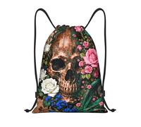 Zelinge Drawstring Bag Sport Gym Sackpack Dance Yoga Bag, Skeleton Boho Green, 14 x 16.9 inch, Daypack Backpacks