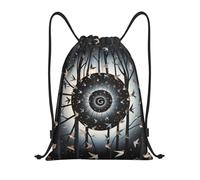 Zelinge Drawstring Bag String Bag For Yoga Dance Travel, Surreal Birds Tree Dark, 14 x 16.9 inch, Daypack Backpacks
