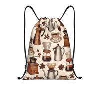 Zelinge Drawstring Bags Gym Sack Swim Bag For Beach, Vintage Coffee Tool, 14 x 16.9 inch, Daypack Backpacks