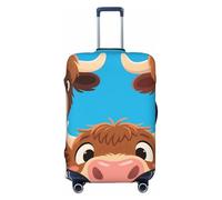 Zelinge Elastic Luggage Cover Elastic Suitcase Cover Protector Scratch-Resistant Covers, Cute Brown Cows Blue, for 18-21 Inch Luggages S