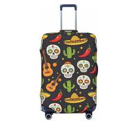 Zelinge Elastic Luggage Cover Travel Suitcase Cover Anti Scratch Covers, Sugar Skulls Chili Cactus, for 18-21 Inch Luggages S