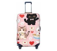 Zelinge Elastic Luggage Cover Travel Suitcase Cover Protector Anti Scratch Covers, Cute Hearts Cats Letters, for 22-24 Inch Luggages M