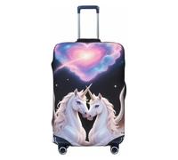 Zelinge Elastic Luggage Cover Travel Suitcase Cover Protector Anti Scratch Covers, Unicorns Couple Heart, for 22-24 Inch Luggages M