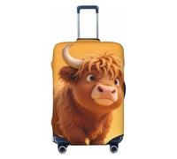 Zelinge Elastic Luggage Cover Travel Suitcase Cover Protector Scratch-Resistant Covers, Cartoon Cow Yellow, for 22-24 Inch Luggages M