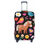 Zelinge Elastic Luggage Cover Travel Suitcase Cover Protector Scratch-Resistant Covers, Floral Horse Cute Dark, for 22-24 Inch Luggages M