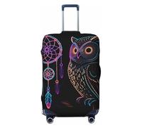 Zelinge Elastic Luggage Cover Travel Suitcase Cover Protector Scratch-Resistant Covers, Neon Owl Art, for 18-21 Inch Luggages S