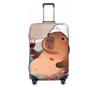 Zelinge Elastic Luggage Cover Travel Suitcase Protector Scratch-Resistant Covers, Cute Capybara With Wine, for 18-21 Inch Luggages S
