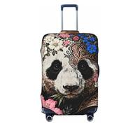 Zelinge Elastic Luggage Cover Travel Suitcase Protector Scratch-Resistant Covers, Decorative Floral Panda Art, for 25-28 Inch Luggages L