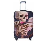 Zelinge Elastic Luggage Cover Travel Suitcase Protector Scratch-Resistant Covers, Valentine Skeleton Hearts, for 25-28 Inch Luggages L
