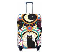Zelinge Elastic Luggage Cover Travel Suitcase Protector Scratch-Resistant Covers, Vibrant Boho Cat Art White, for 22-24 Inch Luggages M