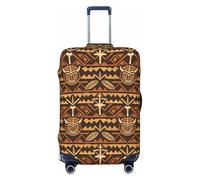 Zelinge Elastic Suitcase Cover Protector Scratch-Resistant Covers, Tribal Masks Patten Brown, for 25-28 Inch Luggages L