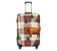 Zelinge Funny Travel Luggage Cover Travel Suitcase Cover Anti Scratch Covers, Christmas Plaid Cows, for 22-24 Inch Luggages M