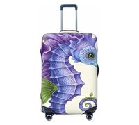 Zelinge Funny Travel Luggage Cover Travel Suitcase Protector Scratch-Resistant Covers, Purple Flower Seahorse, for 22-24 Inch Luggages M