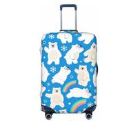Zelinge Funny Washable Luggage Cover, Bear Snowflake Rainbow Blue, for 29-32" Suitcase XL, Elastic Cover for Travel Suitcase