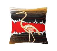 Zelinge Gold Skeleton Red Decorative Throw Pillow Cover 16x16 Inch Farmhouse Pillowcase for Couch Cozy Farmhouse Pillow Case for Sofa Living Room Home Decor