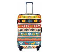 Zelinge Luggage Covers For Suitcase Elastic Suitcase Cover Protector Anti Scratch Covers, Folk Art Animal Stripe Pattern Red, for 25-28 Inch Luggages L