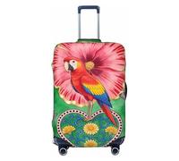 Zelinge Luggage Covers For Suitcase Elastic Suitcase Cover Protector Anti Scratch Covers, Folk Art Parrot Floral Green, for 18-21 Inch Luggages S