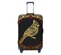 Zelinge Luggage Covers For Suitcase Elastic Suitcase Cover Protector Anti Scratch Covers, Gold Dots Bird Mandala, for 22-24 Inch Luggages M