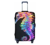 Zelinge Luggage Covers For Suitcase Elastic Suitcase Cover Protector Anti Scratch Covers, Neon Seahorse Colorful Fish, for 22-24 Inch Luggages M