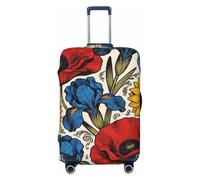 Zelinge Luggage Covers For Suitcase Elastic Suitcase Cover Protector Anti Scratch Covers, Retro Flowers Red Navy, for 25-28 Inch Luggages L