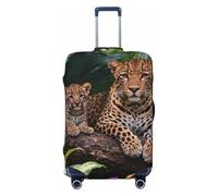 Zelinge Luggage Covers For Suitcase Elastic Suitcase Cover Protector Scratch-Resistant Covers, Leopard On Jungle Green, for 22-24 Inch Luggages M