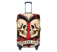 Zelinge Luggage Covers For Suitcase Elastic Suitcase Cover Protector Scratch-Resistant Covers, Skull Lovers Rose Endless Love, for 29-32 Inch Luggages XL
