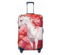 Zelinge Luggage Covers For Suitcase Travel Suitcase Cover Scratch-Resistant Covers, Floral Horse Watercolor Red, for 22-24 Inch Luggages M